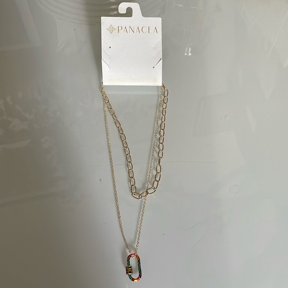 NWT PANACEA Double Layer Carabiner Necklace